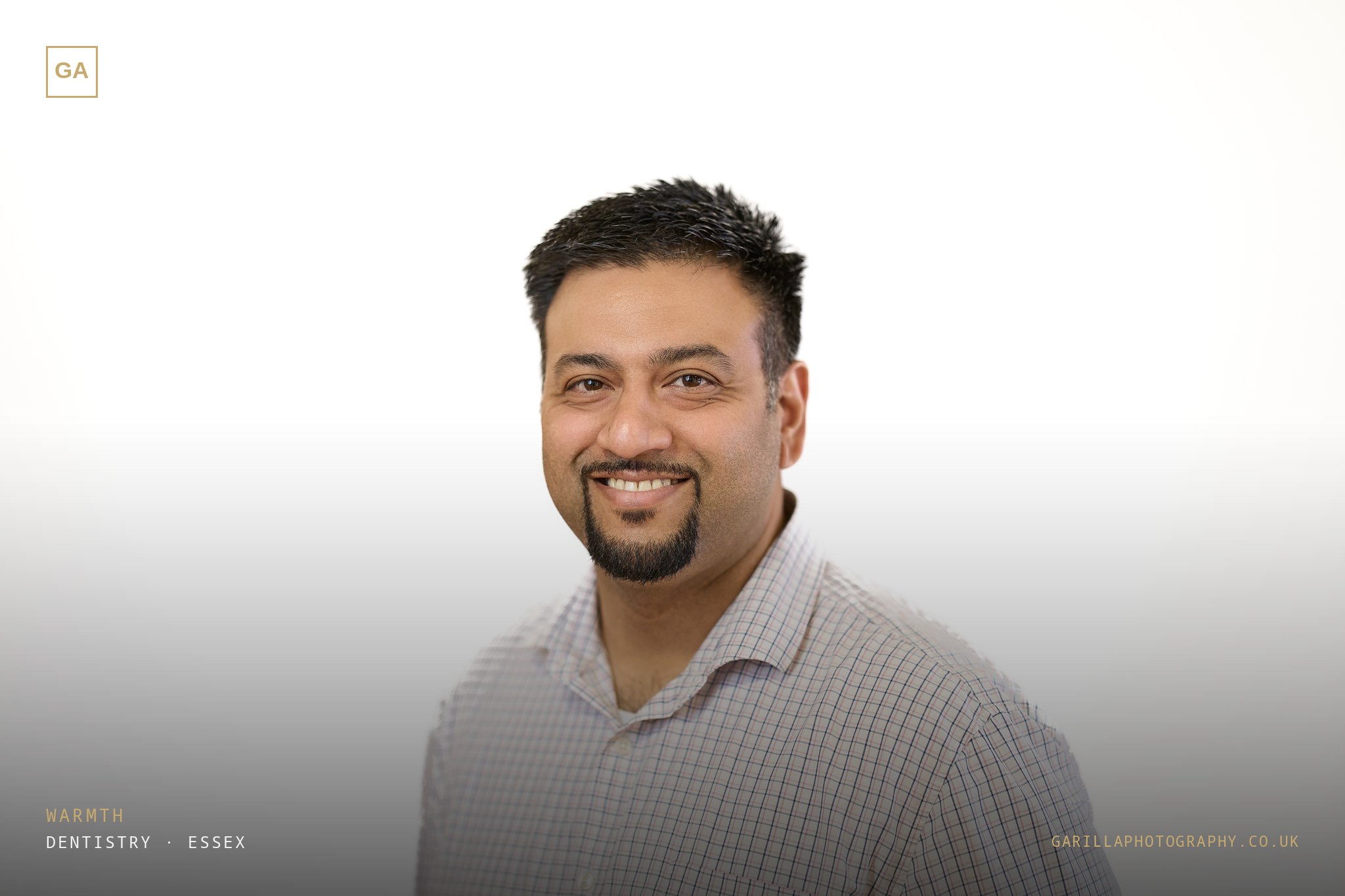 Dental clinician studio portrait — Warmth